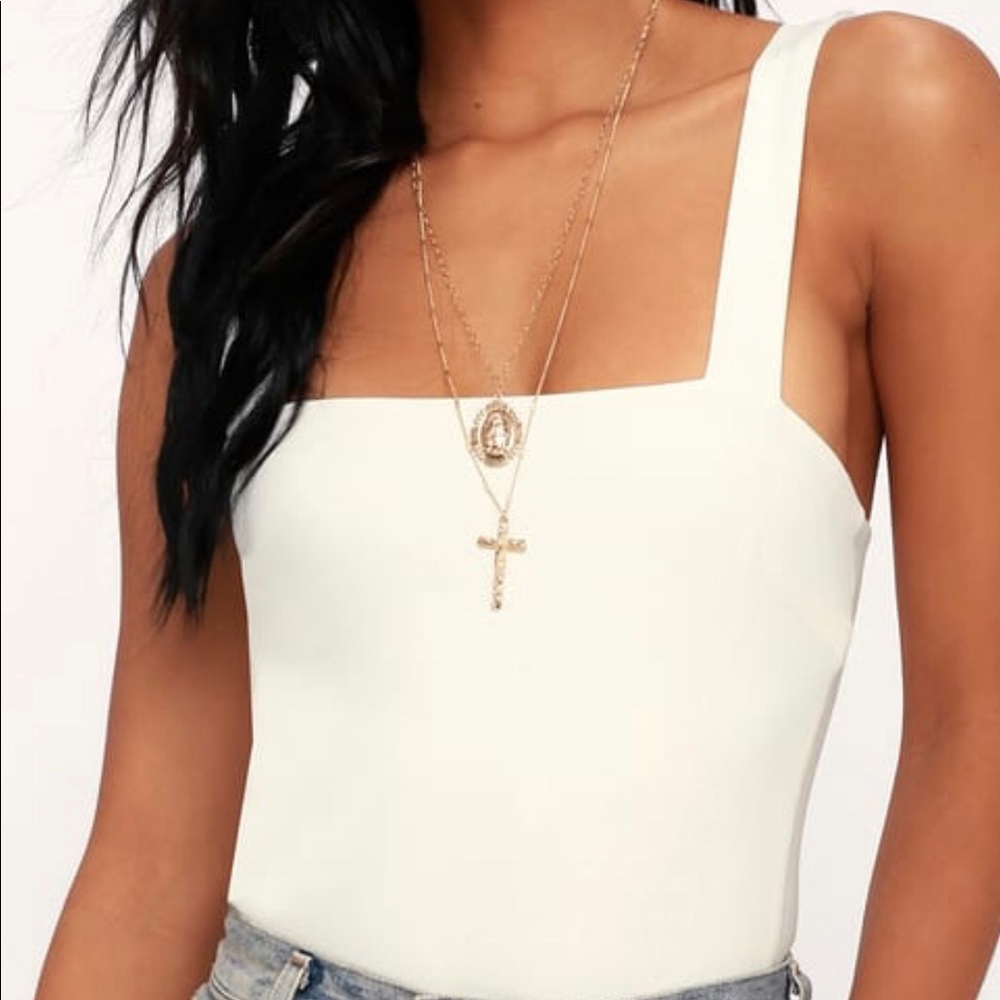 White Lulus bodysuit